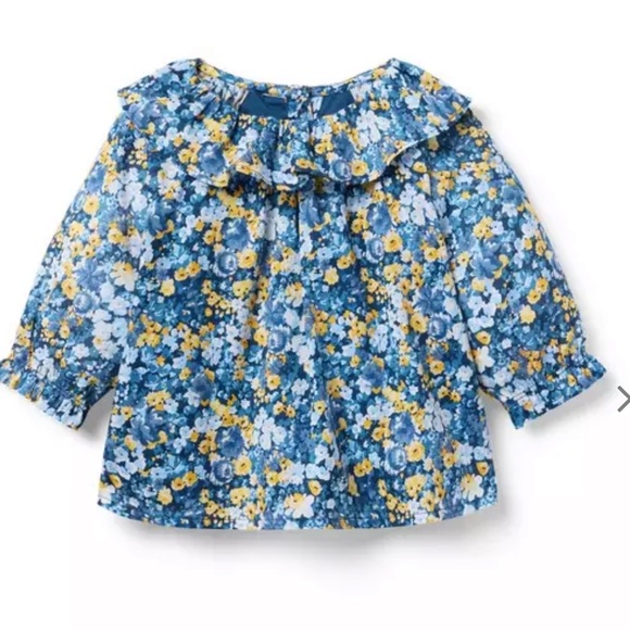 Janie and Jack Other - Janie and Jack Blue and Yellow Floral Blouse